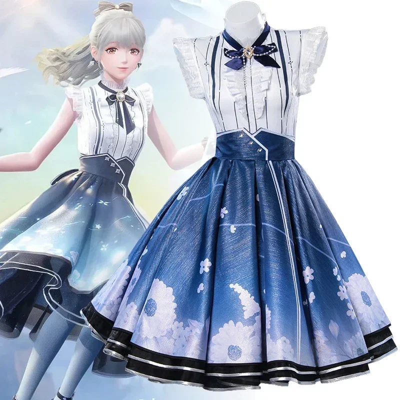New 2025 Game Infinity Nikki Cosplay Costume Girl Blue Dress Lolita Uniform Princess Masquerade Carnival Party Clothes Outfit