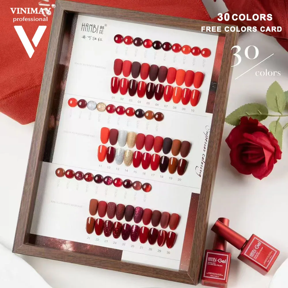 30 cores vermelho quente cor gel unha polonês conjunto uv embeber off gelpolish arte do prego verniz manicure unhas gel laca atacado 15ml
