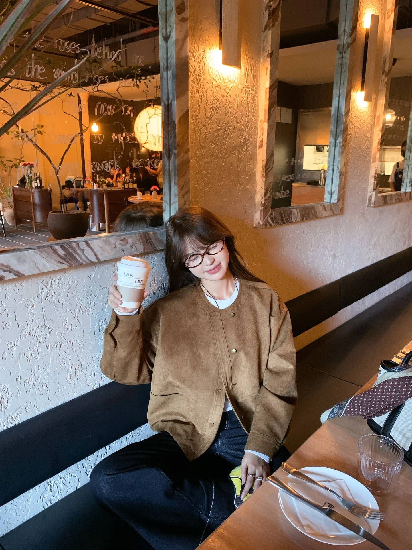 

Женский модный корейский топ-стойка в стиле ретро Suede ort Jaet Long Sve round Ne на пуговицах для похудения