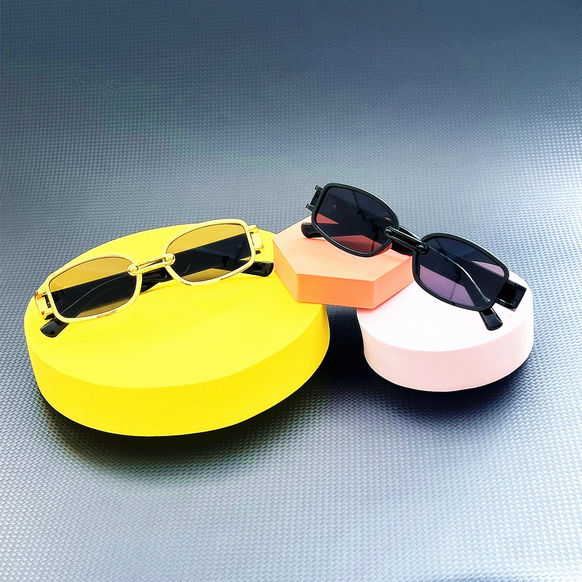 2 أزواج أزياء خمر مستطيل النظارات الشمسية النساء الشارع التصوير العلامة التجارية خمر نظارات السفر الرجال خمر فاسق النظارات