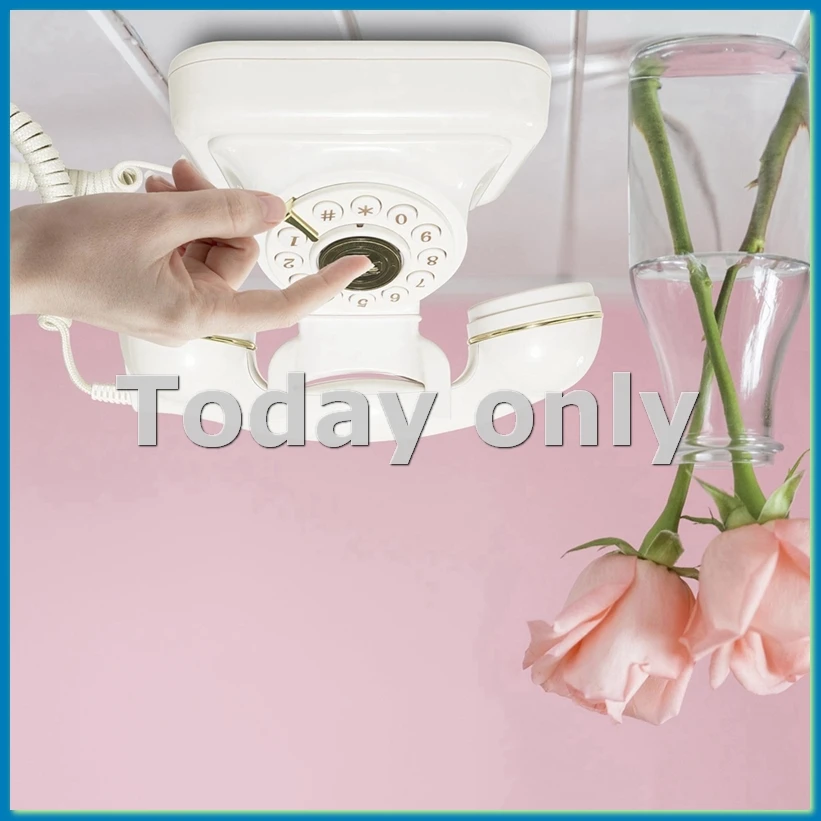 

Retro Style Wired Dial Telephone Plug-in Home Fixed Landline Antique European Office Telephone Fashion Decoration White-A09I