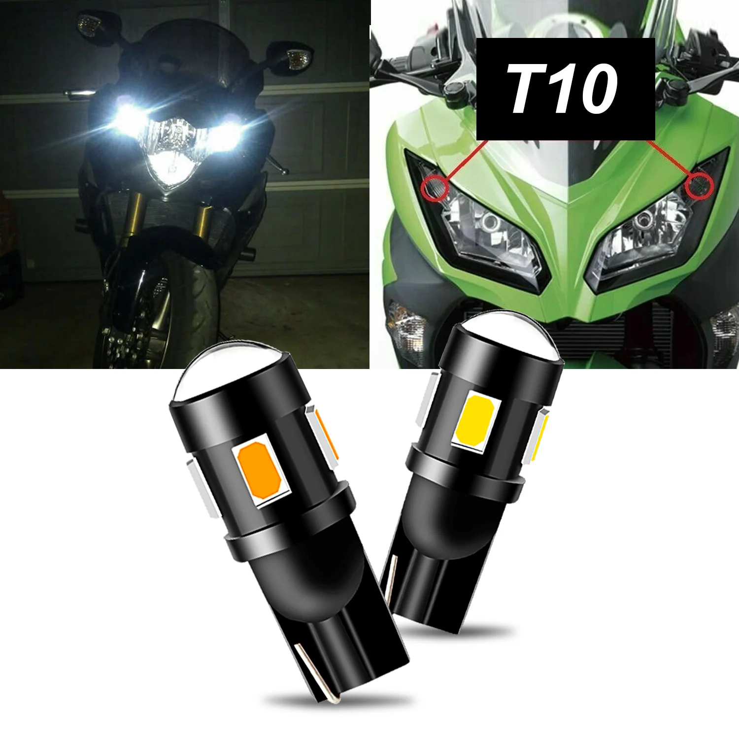 2Pcs W5W LED Motorcycle Position Parking FOR Kawasaki Ninja KRT LED Headlight Pilot Park Lights T10 ninja 300 ex300 650r EX-6