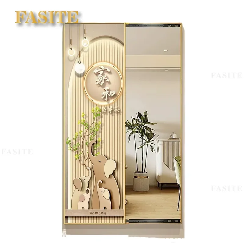 For Push Pull Hidden Full Body Mirror Decorative Painting Invisible Mural Auspicious Wall Art for Bedroom Entrance Living