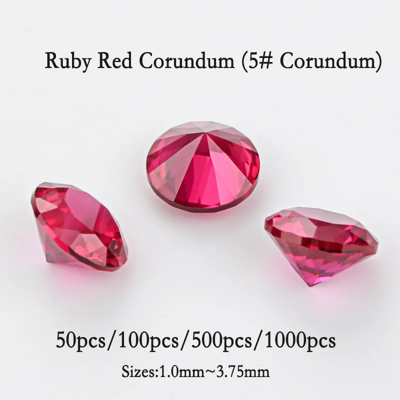 

5# Red Corundum Small Size 1.0~3.75mm Round Brilliant Cut Synthetic Corundum Ruby Loose Stones For Jewelry DIY Making