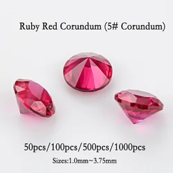 5# Red Corundum Small Size 1.0~3.75mm Round Brilliant Cut Synthetic Corundum Ruby Loose Stones For Jewelry DIY Making