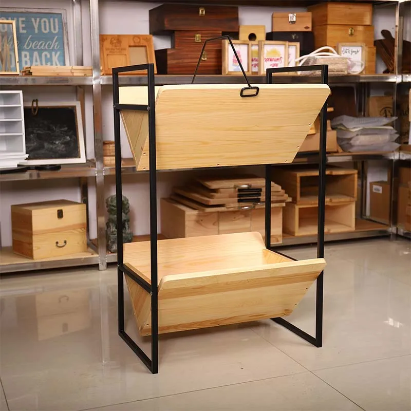 

Wooden Record Storage 2 Tier Carbon Steel High-capacity Record Player Stand