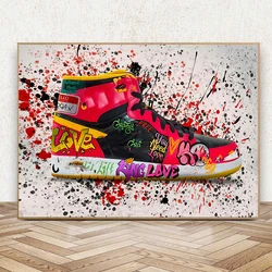 Sports Shoes LIFE KING LOVE FREE Graffiti Pop Wll Art Decor Canvas Painting Poster Print For Home Caudros Decoration Living Room