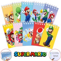 10pcs Super Mario Bros Coil Notebook Small Notepad Anime Portable Diary Exercise Book Stationery Journals Note Pad Kids Gifts