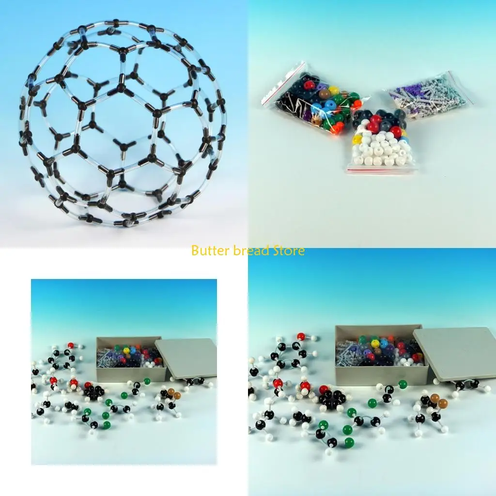 مجموعة W89C 444 PCS طقم نموذجية الجزيئية للكيمياء غير العضوية والذرات العلمية الذرات الجزيئية النماذج الجزيئية المرمزة بالألوان