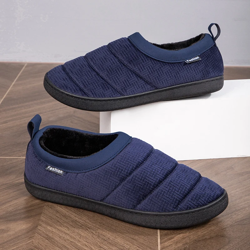 Unisex Home Men Cotton Slippers Winter Casual Indoor Outdoor Non Slip Shoes Warm Velvet Sneakers 2023 Men Women Snow Slippers
