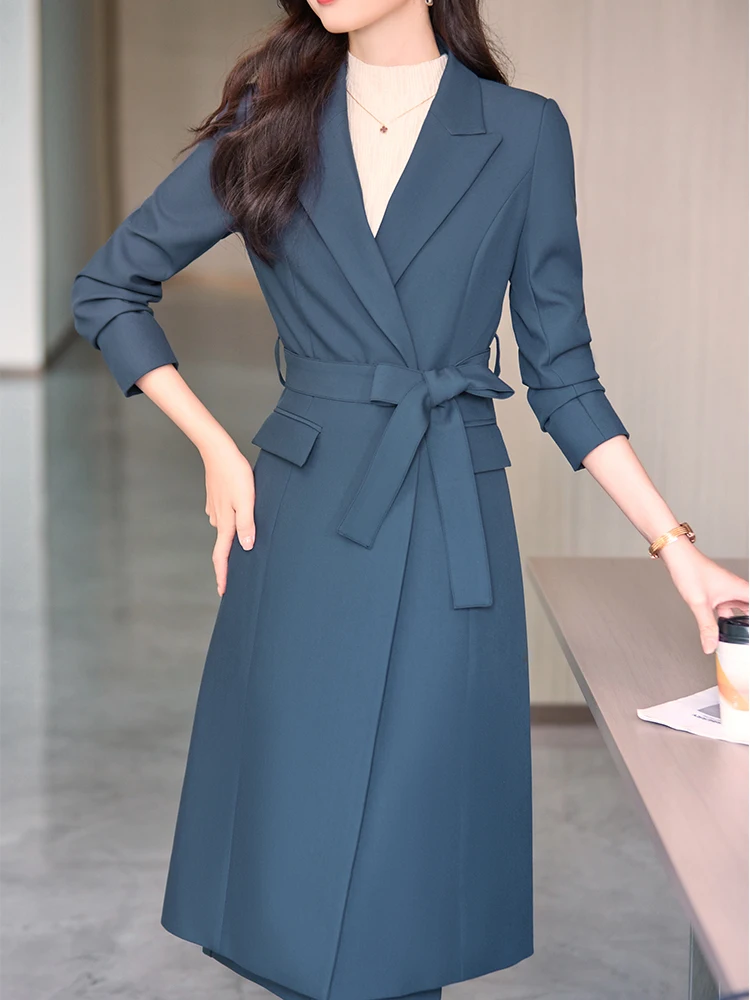 Black Blue Brown Office Ladies Skirt Suit Women Female Long Sleeve Formal Two Piece Set for Autumn Winter Business Work Wear