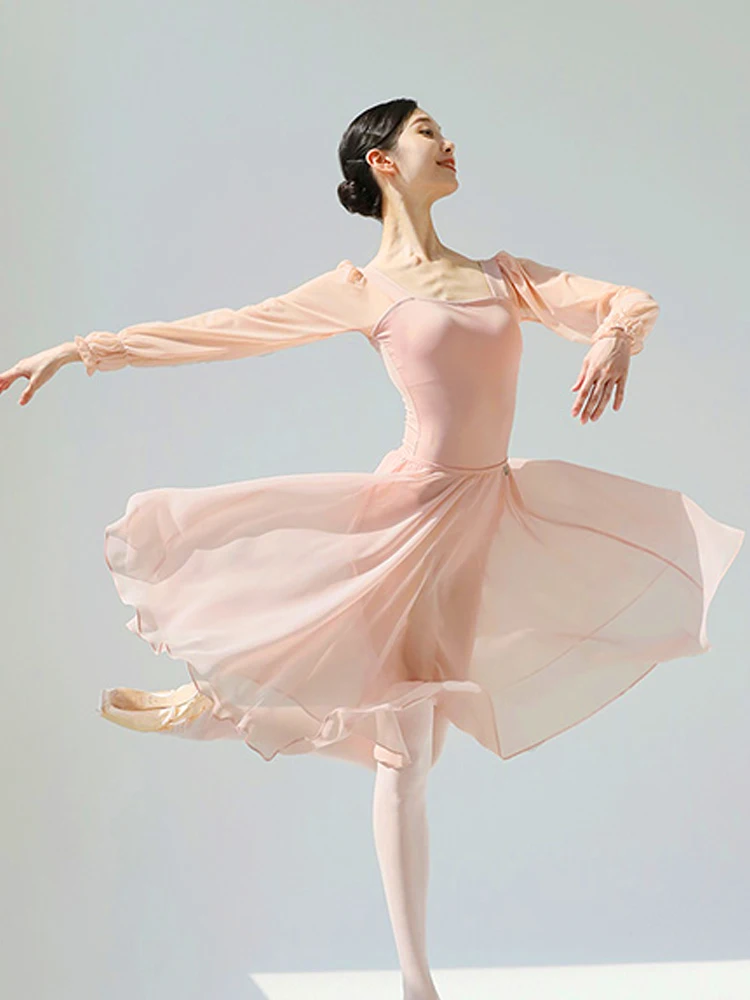 Ballet prática terno de dança terno ginásio gaze saia feminino adulto treinamento básico corpo ballet saia collants