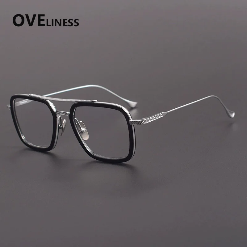

Acetate Titanium Glasses Frame Women Brand Design Vintage Retro square Eyeglasses frames Men Spectacles Japanese Eyewear