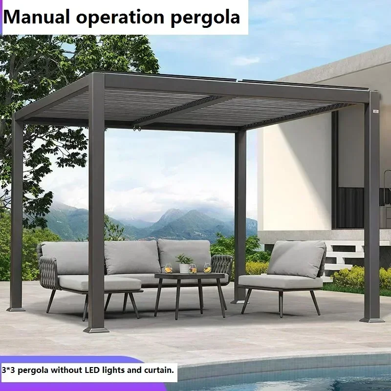 3*3 3*4 4*4 3.6*4 Electric Waterproof Garden Pergola Aluminum Square Retractable Roof Motorized Louver Led Pergola Sunshade