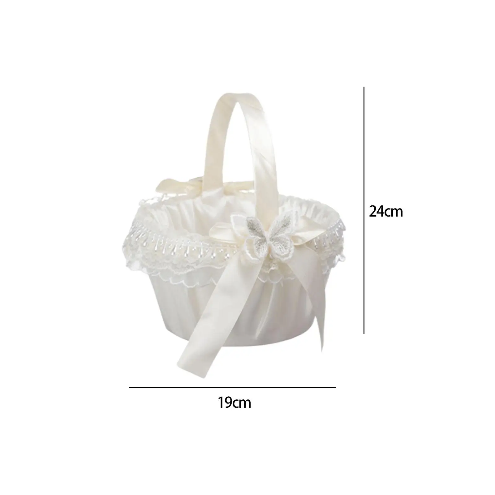 

Wedding Basket Flower Girl Basket Lace Basket Elegant Cloth Material Suitable for Ceremony Wedding Engagement Showers