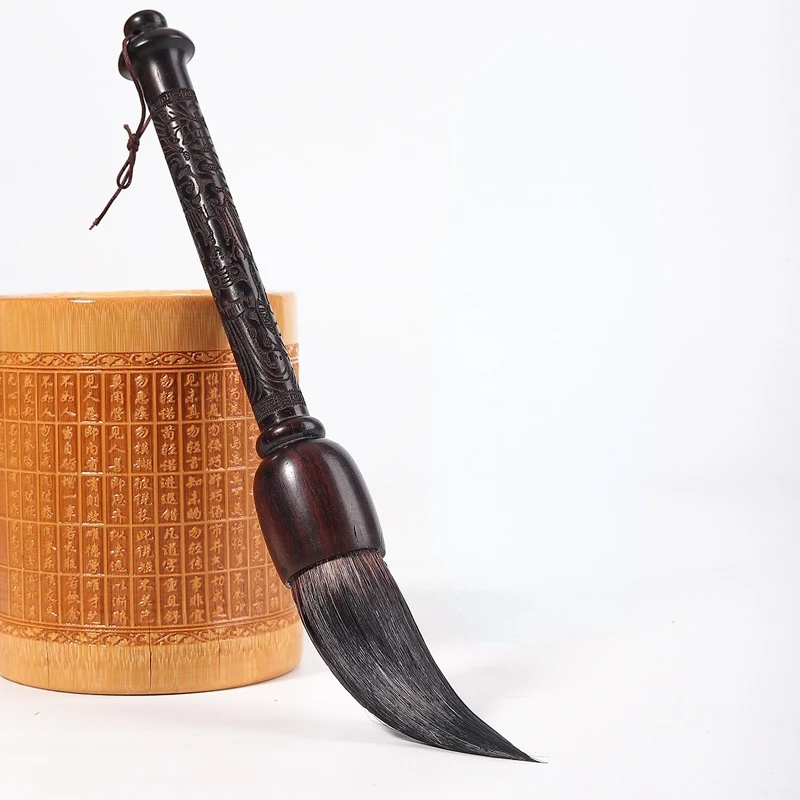 

Bear Cow Ear Hair Chinese Calligraphy Brush Large Sandalwood Hopper-shaped Brush Pen for Festival Couplets Painting Tinta China