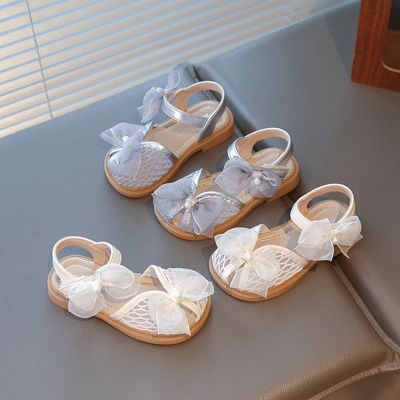 

2026 Kids Closed-toe Sandals for Girls Summer Non-slip Sole Toddler Beach Vacation Sweety Bow Princess Party Wedding Shoes