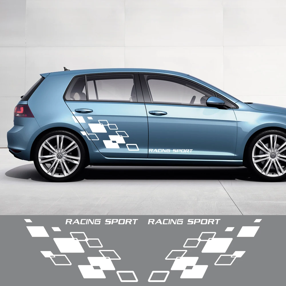 Auto Racing Gitter Aufkleber Für Volkswagen-POLO Golf CC GTI-R LINE-R WRC-TSI Auto Körper Seite Tür Dekor Vinyl Aufkleber DIY Aufkleber