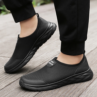 Summer Breathable Lightweight Casual Sneakers Shoes Men Comfortable Mesh Shoes Black Slip-On Driving Male Loafers  Big Size 47