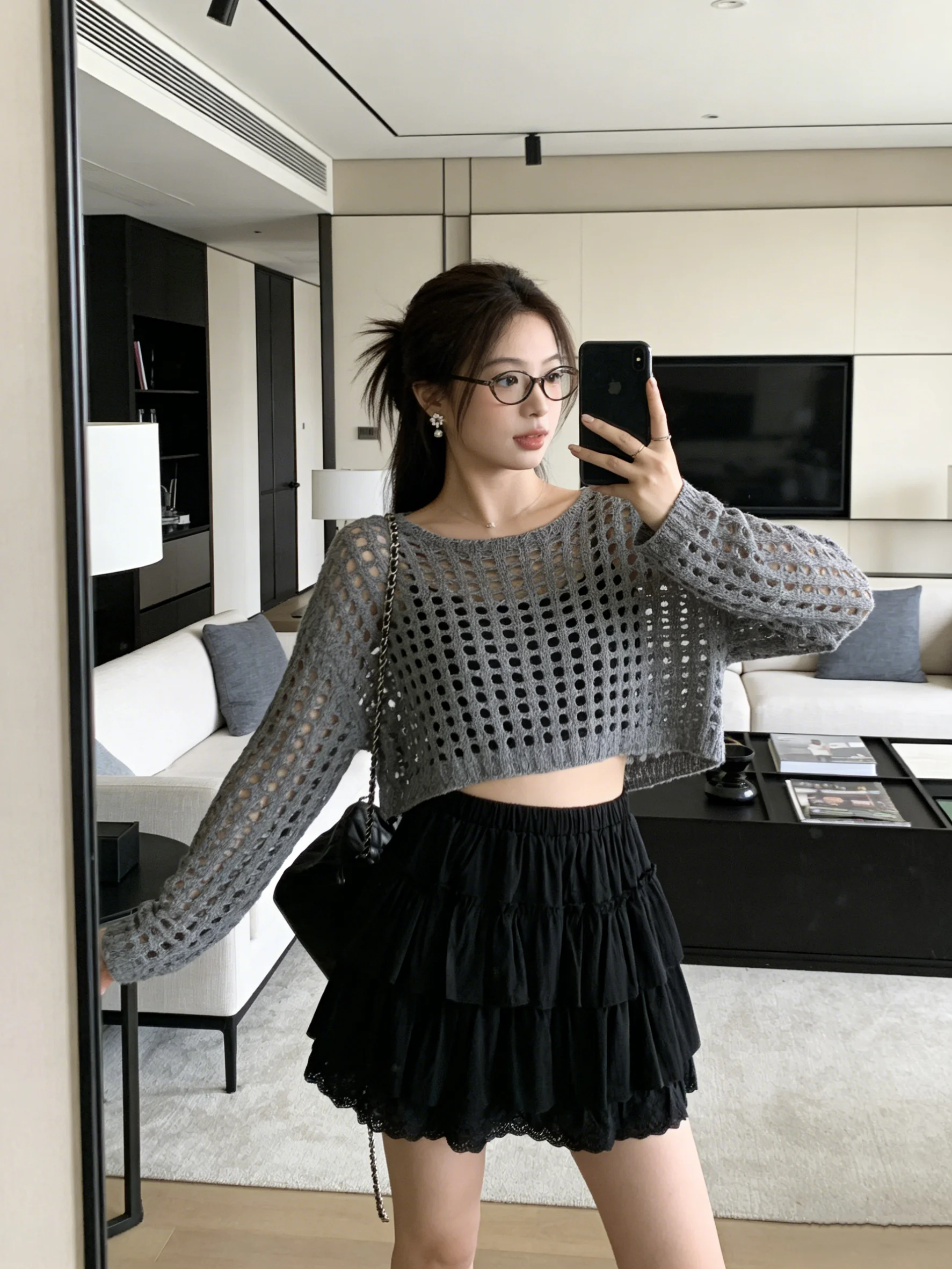 

Весна 2026: Новая женская юбка А-силуэта с высокой талией в корейском стиле, с кружевным декором, дышащая, приятная к телу, повседневная