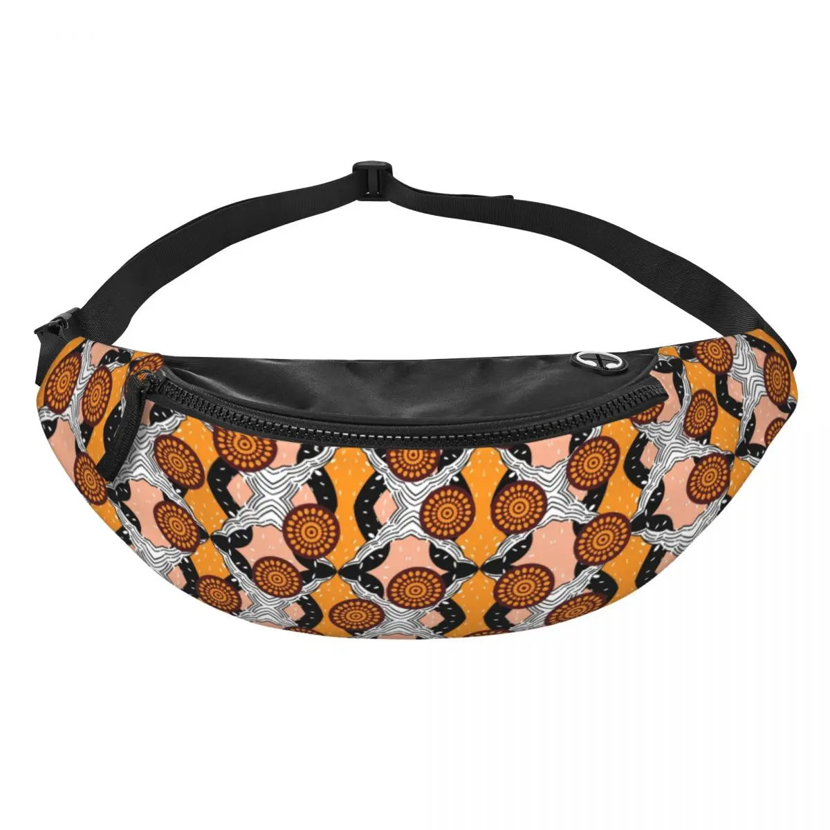 Custom African Ethnic Flower Pattern Fanny Pack Women Men Ankara Style Crossbody Waist Bag for Traveling Phone Money Pouch