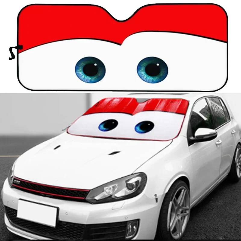 Car Solar Protection Instantly Funny Eyes Windshield Shade Sunshade Blocks UV Rays and Folds for Easy Storage Accessories