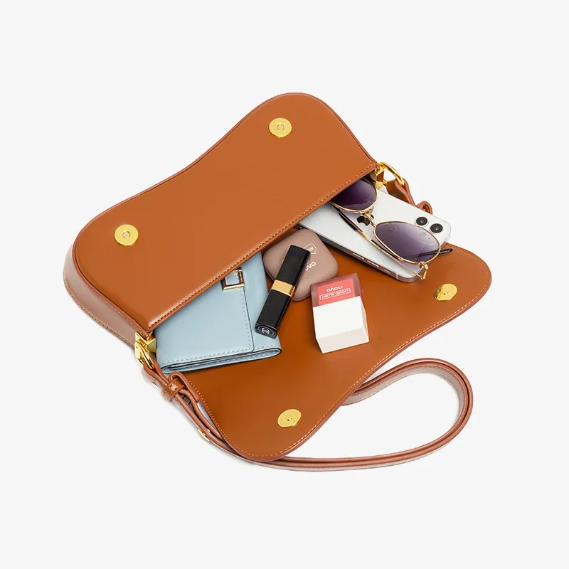 Withered 2024 New French Fashion Blogger Retro Leather Square Bag Underarm Bag Casual Versatile Office Ladies Bags Women