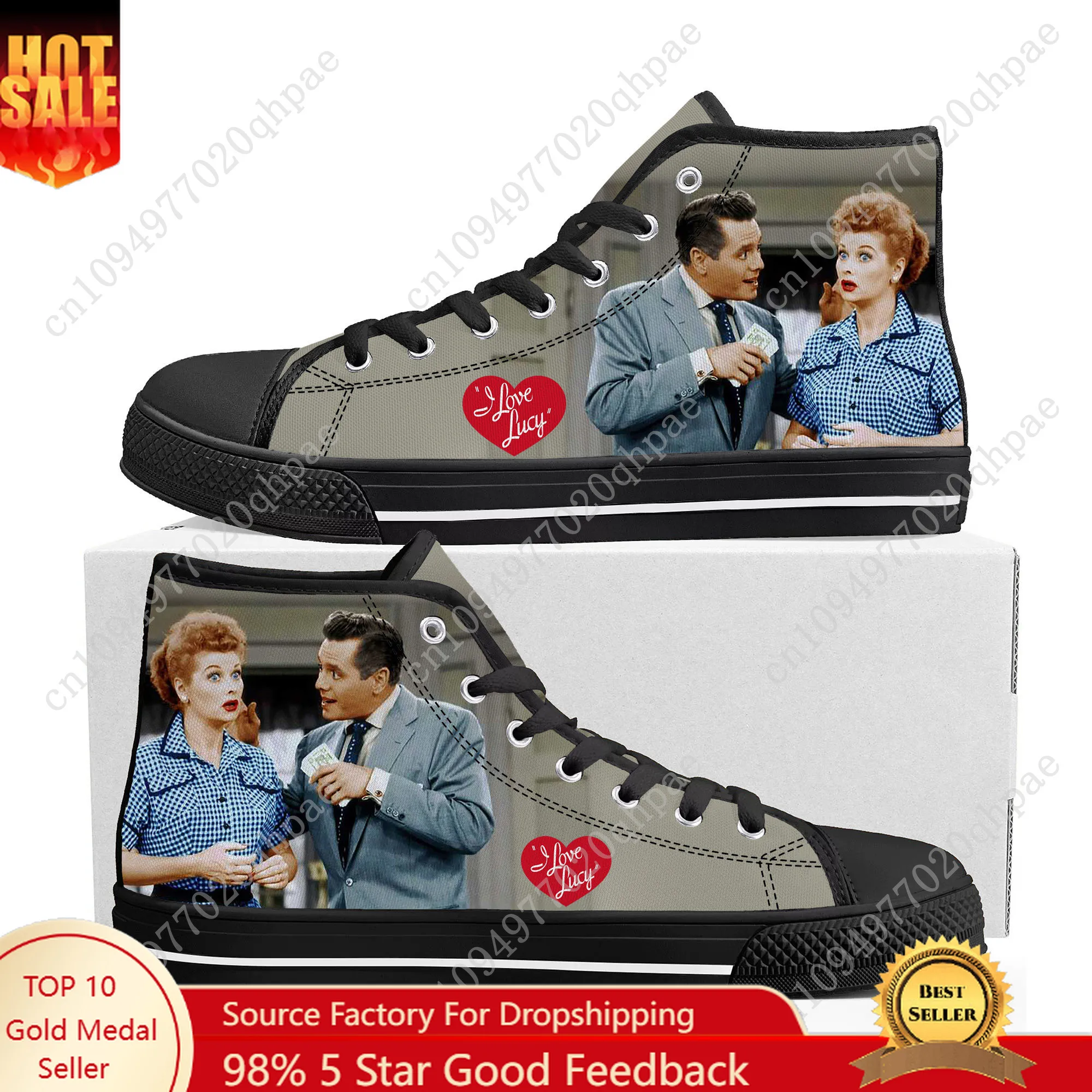 

Высокие кроссовки I Love Lucy, мужские и женские подростковые парусиновые кроссовки высокого качества с 3D принтом, повседневная обувь для пар, индивидуальная обувь