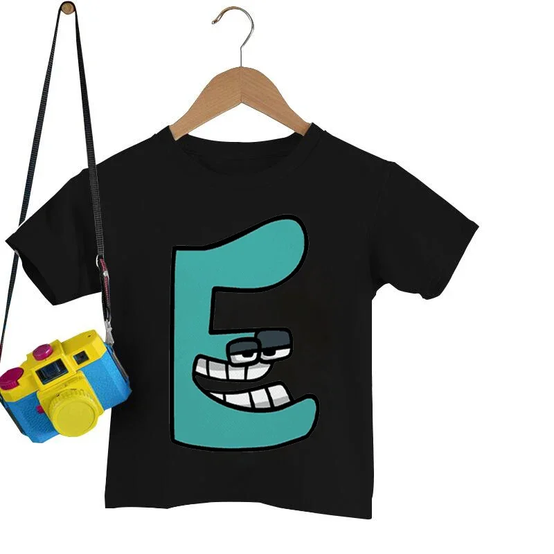 

Alphabet Lore Clothes Kawaii Anime Game T Shirts Children's A B C D E F G Short Sleeves Boys Girls Clothes Kids Birthday Gifts