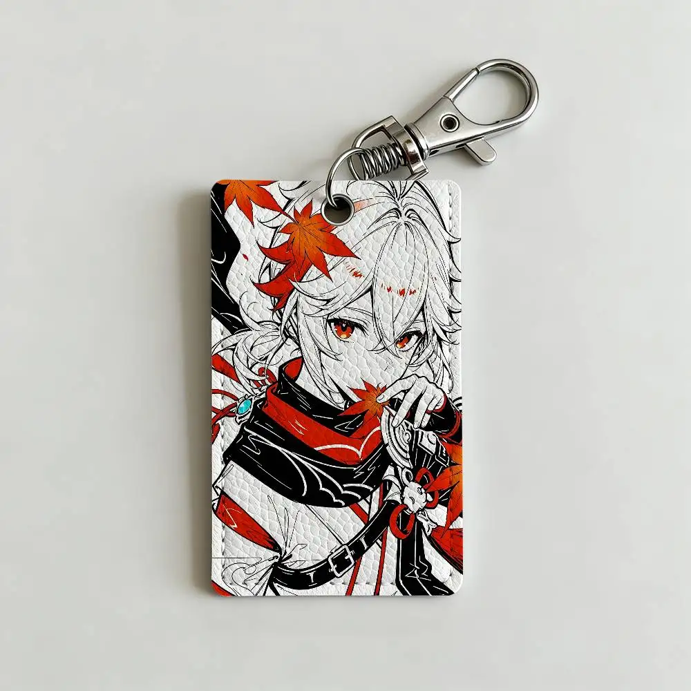 Kazuha Cat G-Genshin I-Impact Badge Holder Keychain For Bank Business Work Card Holder Student Card Protective Case Bus Card