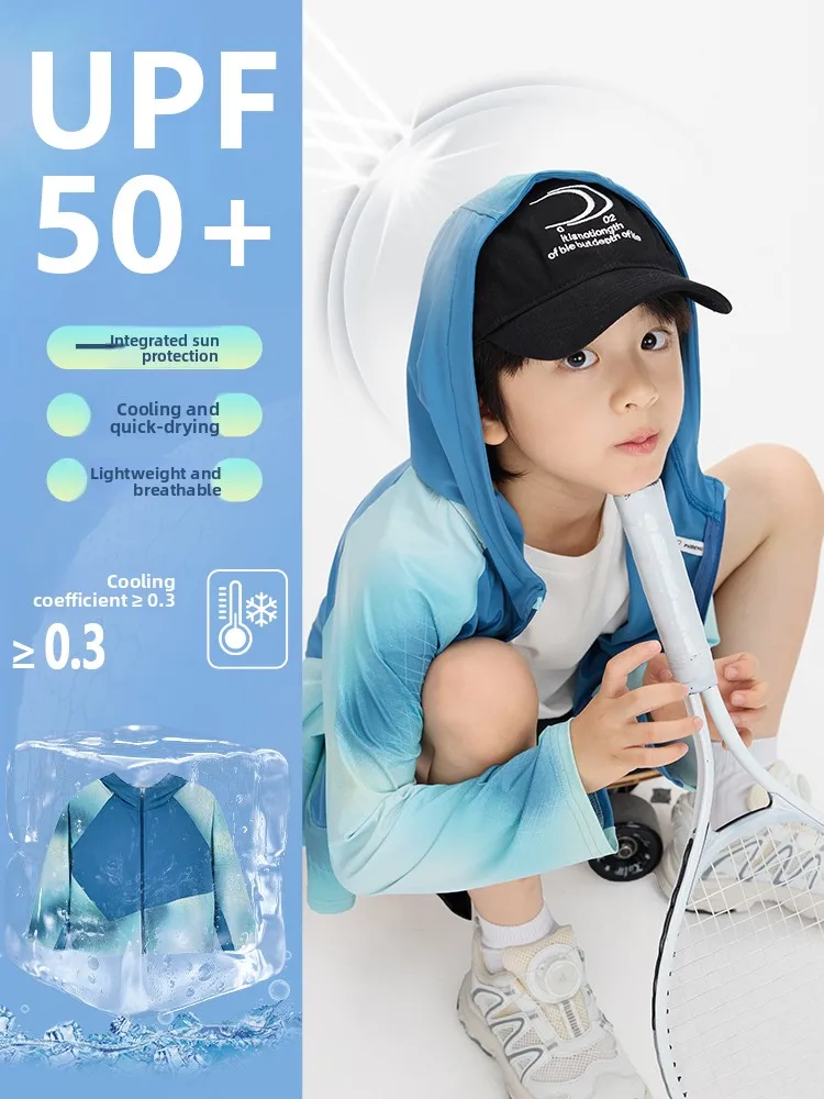 

Paitang Kids' Summer Casual Breathable Sun Protection Quick Dry Cool Feeling Children's Outerwear Jacket for Boys