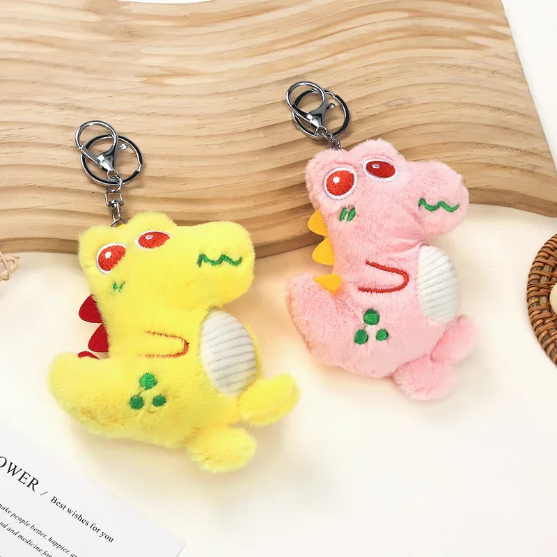 Cartoon Kawaii Pluche Pop Dinosaurus Zachte Sleutelhanger Mode Pluche Rugzak Hanger Auto Sleutelhanger Creatieve Verjaardagscadeau