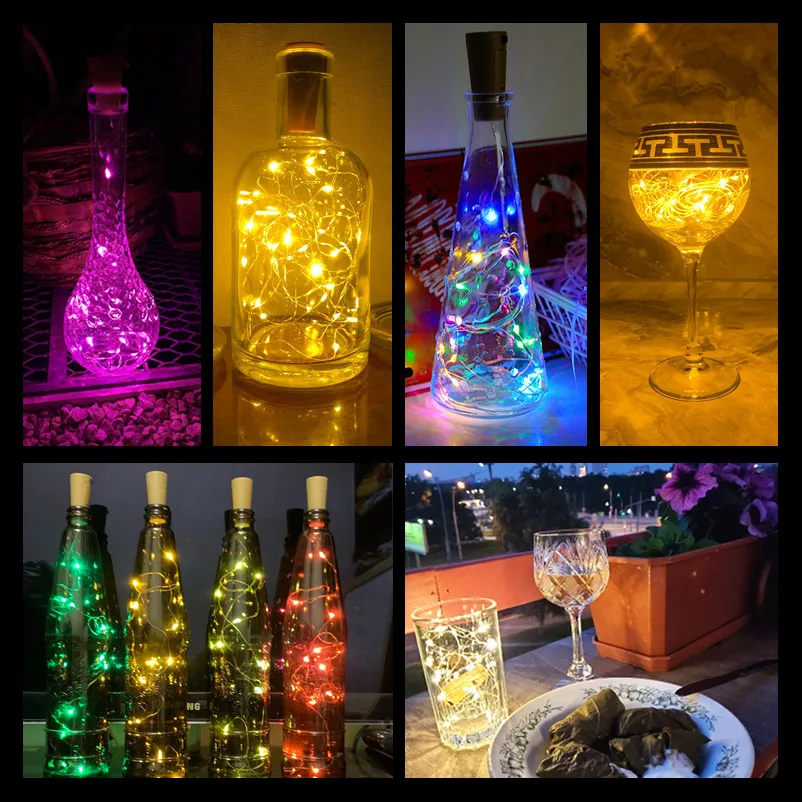 Guirlande lumineuse LED pour bouteille de vin, 10 pièces, 5 pièces, fil de cuivre, décoration d\'arbre de noël, lumières d\'extérieur pour la maison,