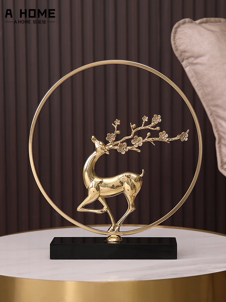 

pure copper sika deer ornament creative living room desktop decoration entrance wine cabinet TV cabinet light luxury decoration