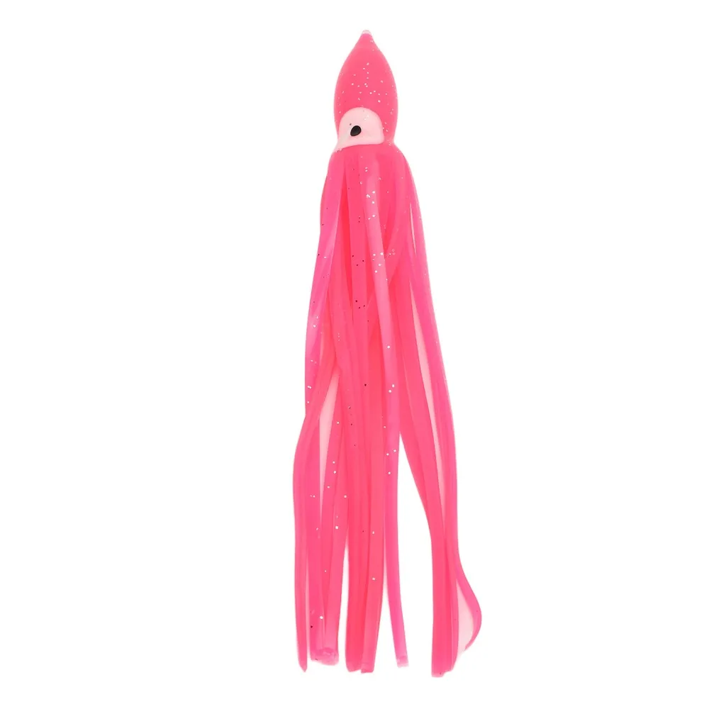 10PCS Durable PVC Squid Skirts Lures Lifelike Eyes 14/16/18cm Octopus Lures Pink Soft Trolling Baits Freshwater Fishing view 5