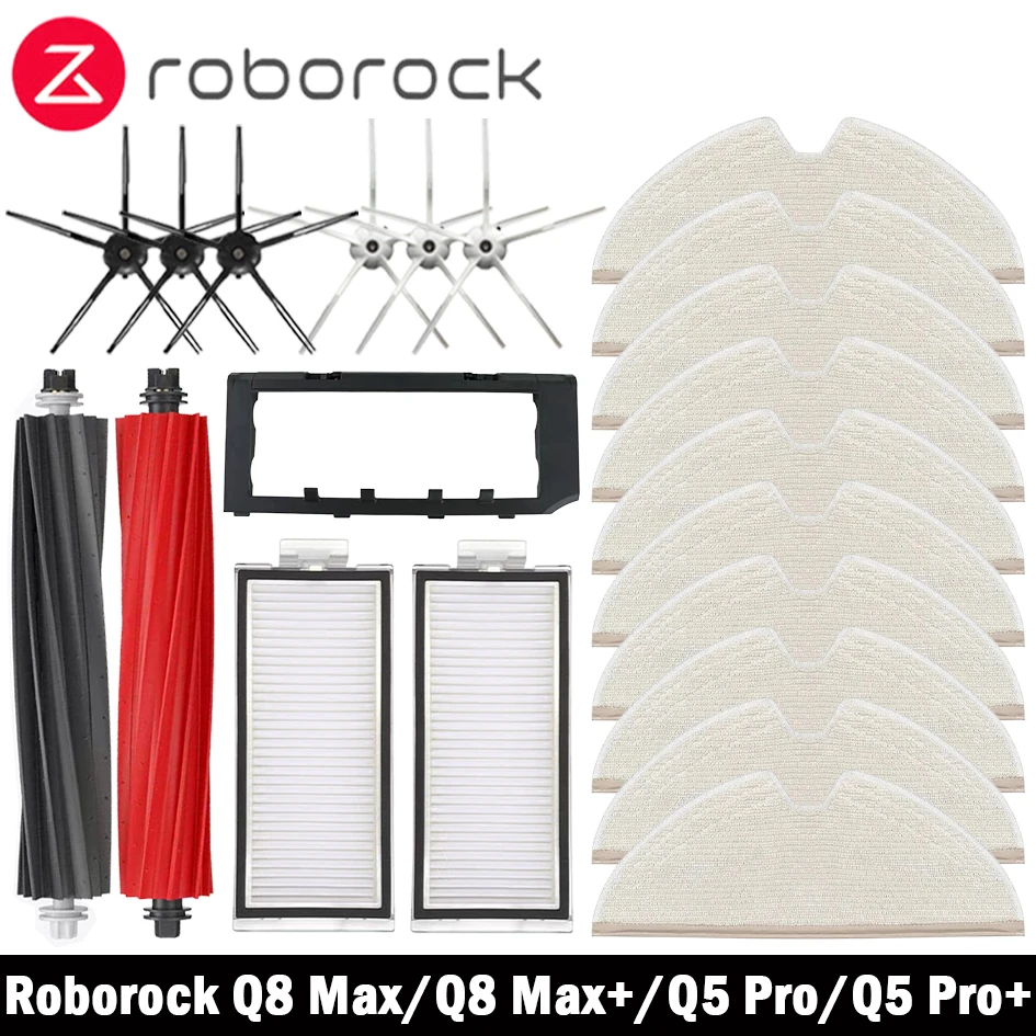 Roborock Q8 Max, Q8 Max+, Q5 Pro, Q5 Pro+ Robot Vacuum Cleaner Accessories Main Brush cover Hepa Filter Mop Pad Spare Parts