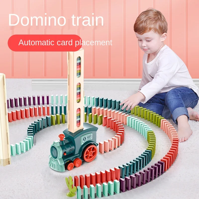 Electric Domino Train Car Set Automatic Laying Domino Building Blocks Game Puzzle Montessori Educational Toys Gift Brinquedos