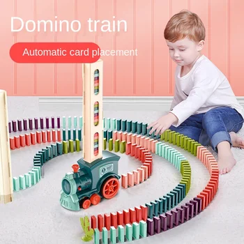 Electric Domino train car set automatic laying Domino building blocks puzzle game Montessori educational toys gift Brinquedos