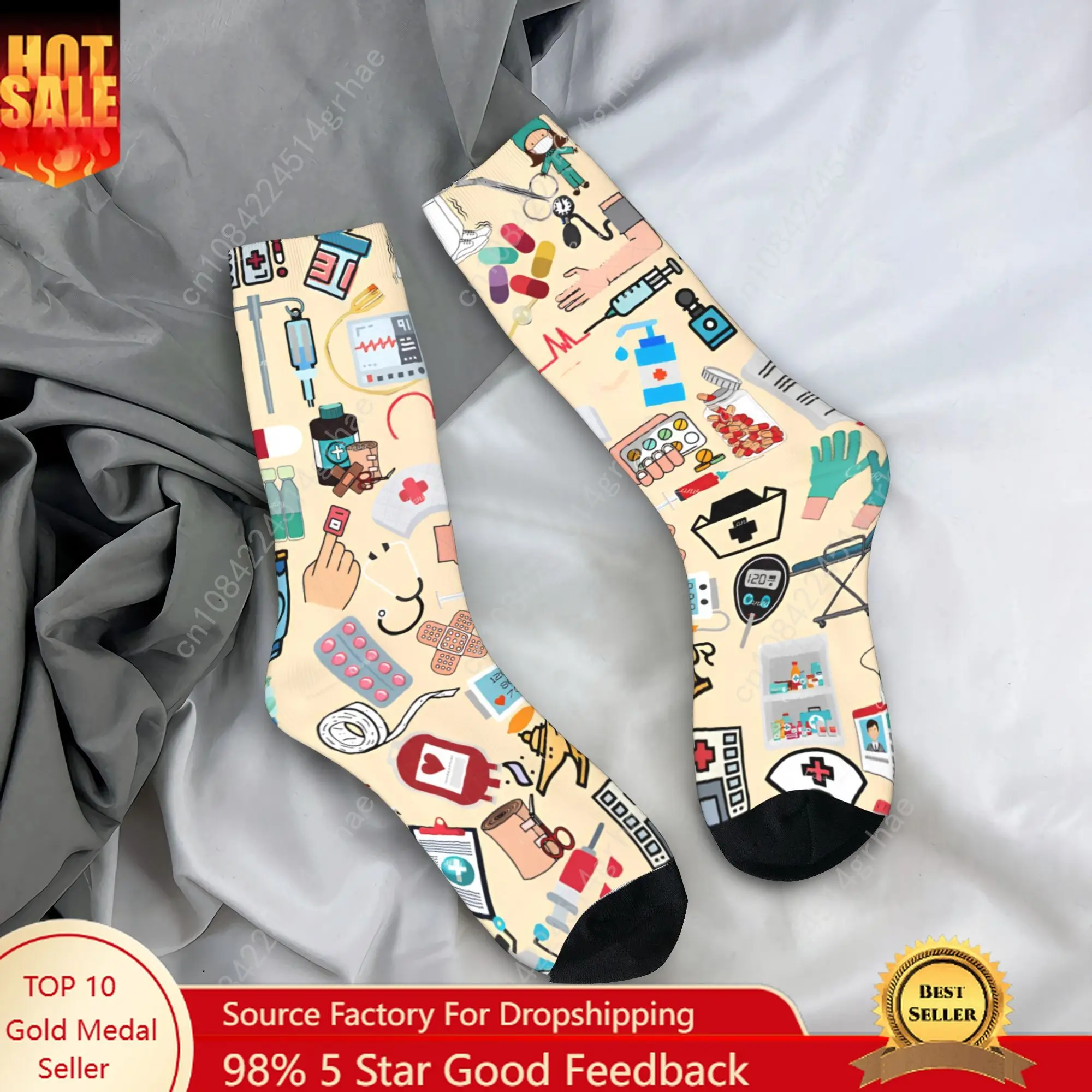 

Enfermera En Apuros Doctor Nurse Stockings Casual Socks Men Warm Soft Socks Winter Climbing Pattern Anti Skid Socks Gift Idea