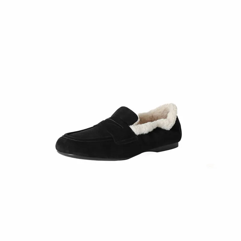 New Autumn/Winter Sheep Suede Women Shoes Fashion Square Toe Shoes for Women Low Heels Women Pumps Leisure Loafers Handmade view 6
