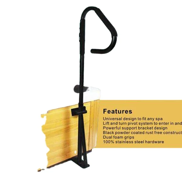 Hot Tub Handrail Steel Base Aluminum Rust-Proof Black Safety Fence for Hotel Indoor/Outdoor Use