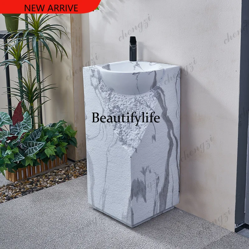 Y136  Column Basin Creative Column Washbasin Floor-to-ceiling integrated artificial stone pillar basin