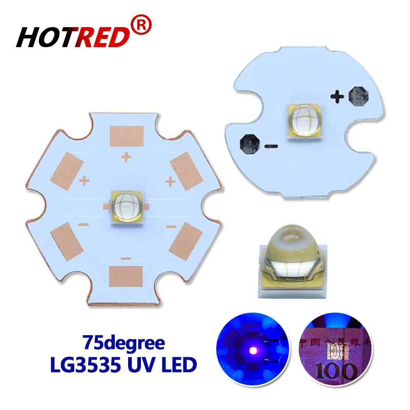 Oryginalny LG3535 UV 3W 5W wysokiej dioda LED dużej mocy ultrafioletowy diody 380nm 385nm skupić się 75 stopni do kleju światło utwardzające atrament