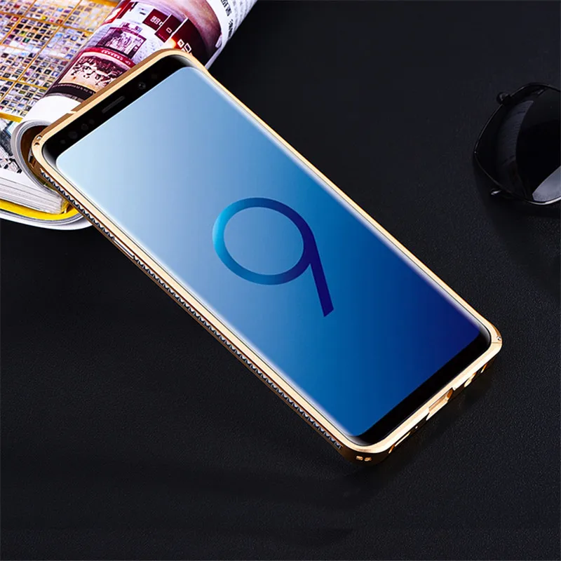 Original Imatch Bumper Case For Samsung Galaxy S8 G9500 Luxury Diamond Shape Aluminum Metal Invisible Kickstand Frame Case