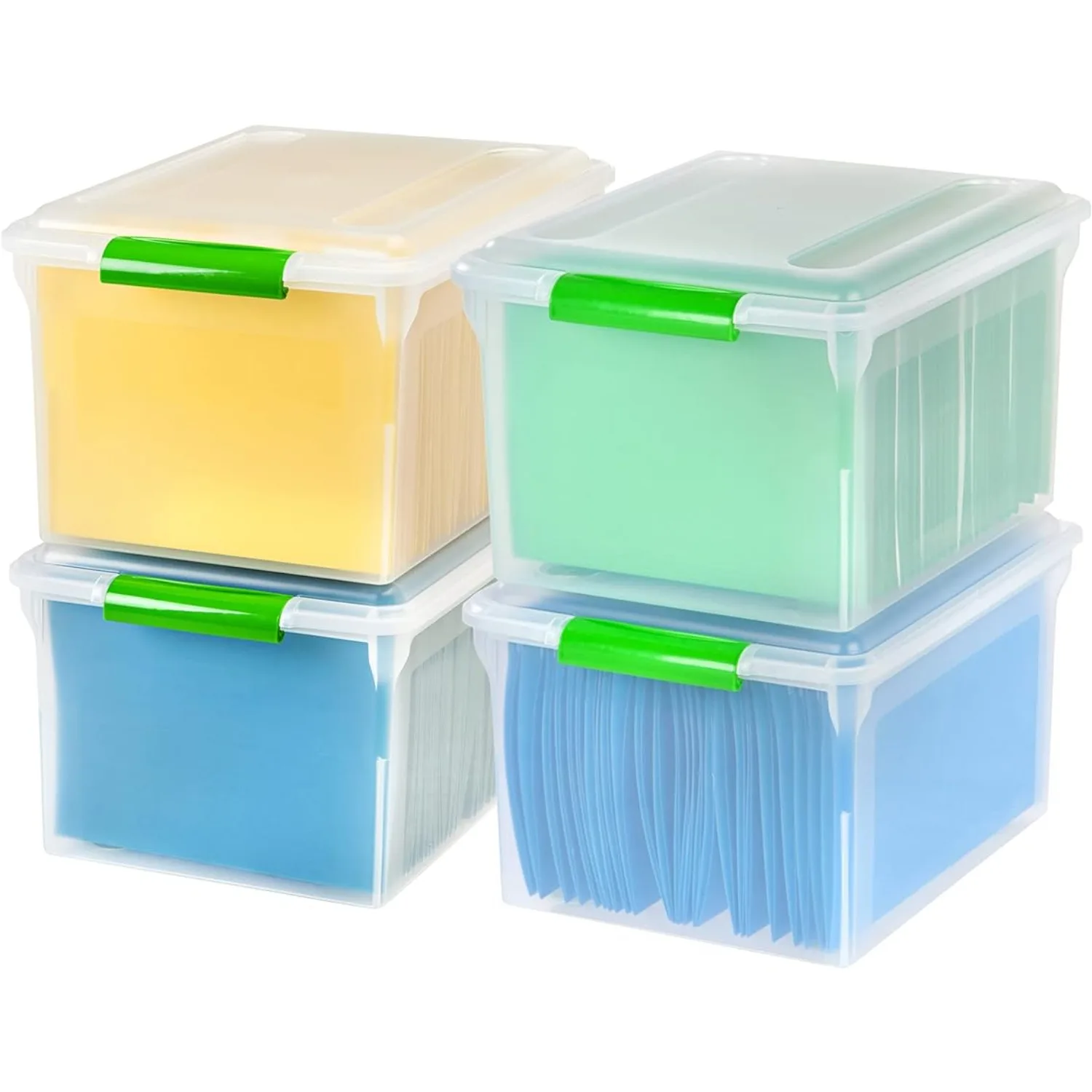 Tote Box, 4 Pack, BPA-Free Plastic Storage Bin Tote Organizer w/ Durable & Secure Latching Lid, Stackable & Nestable, Clear