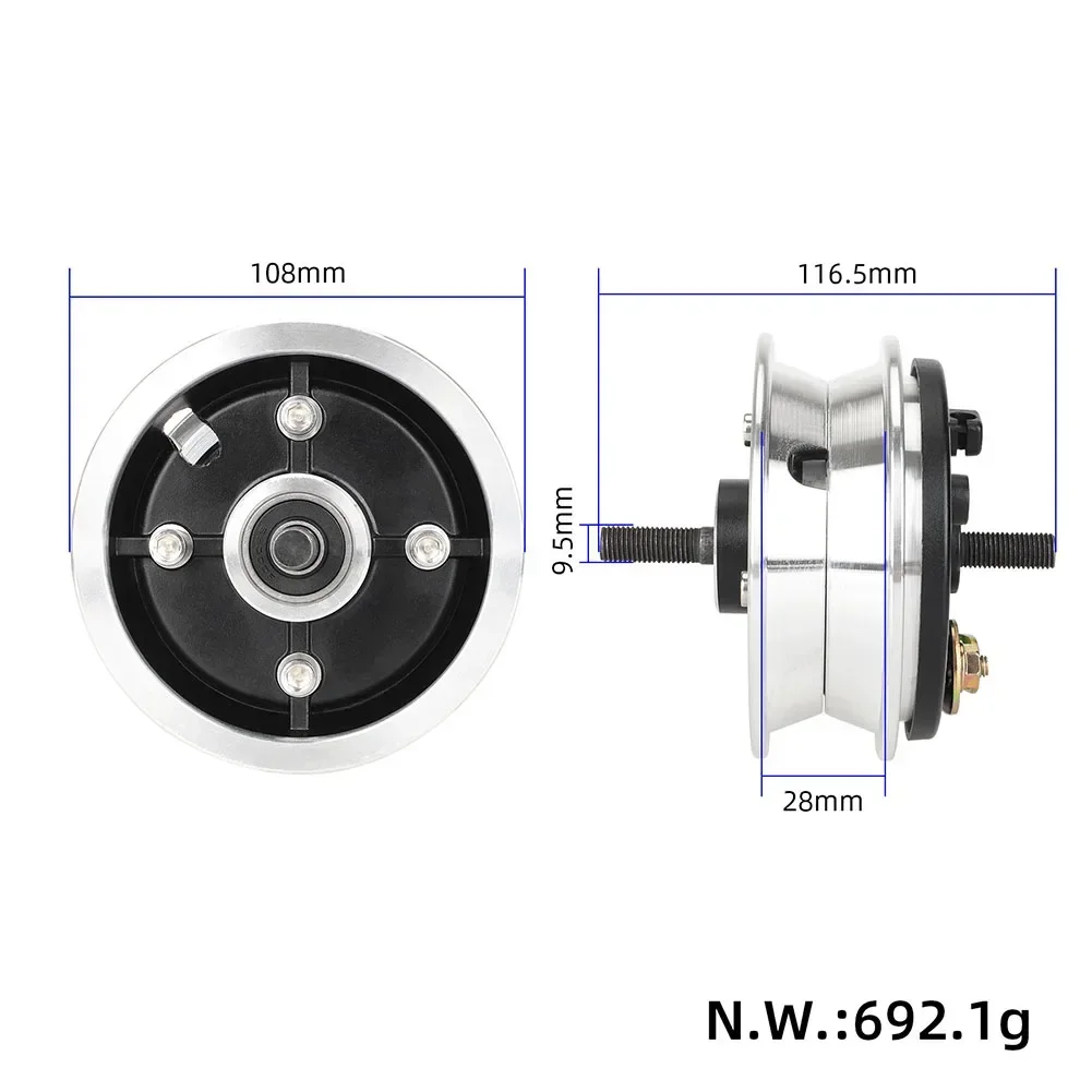 1 Set Wheel Hub Front Wheel Drum Brake Wheel Hub 108*108mm For 8inch E-Scooter E-Vehicle 200*50 Tire Accessories