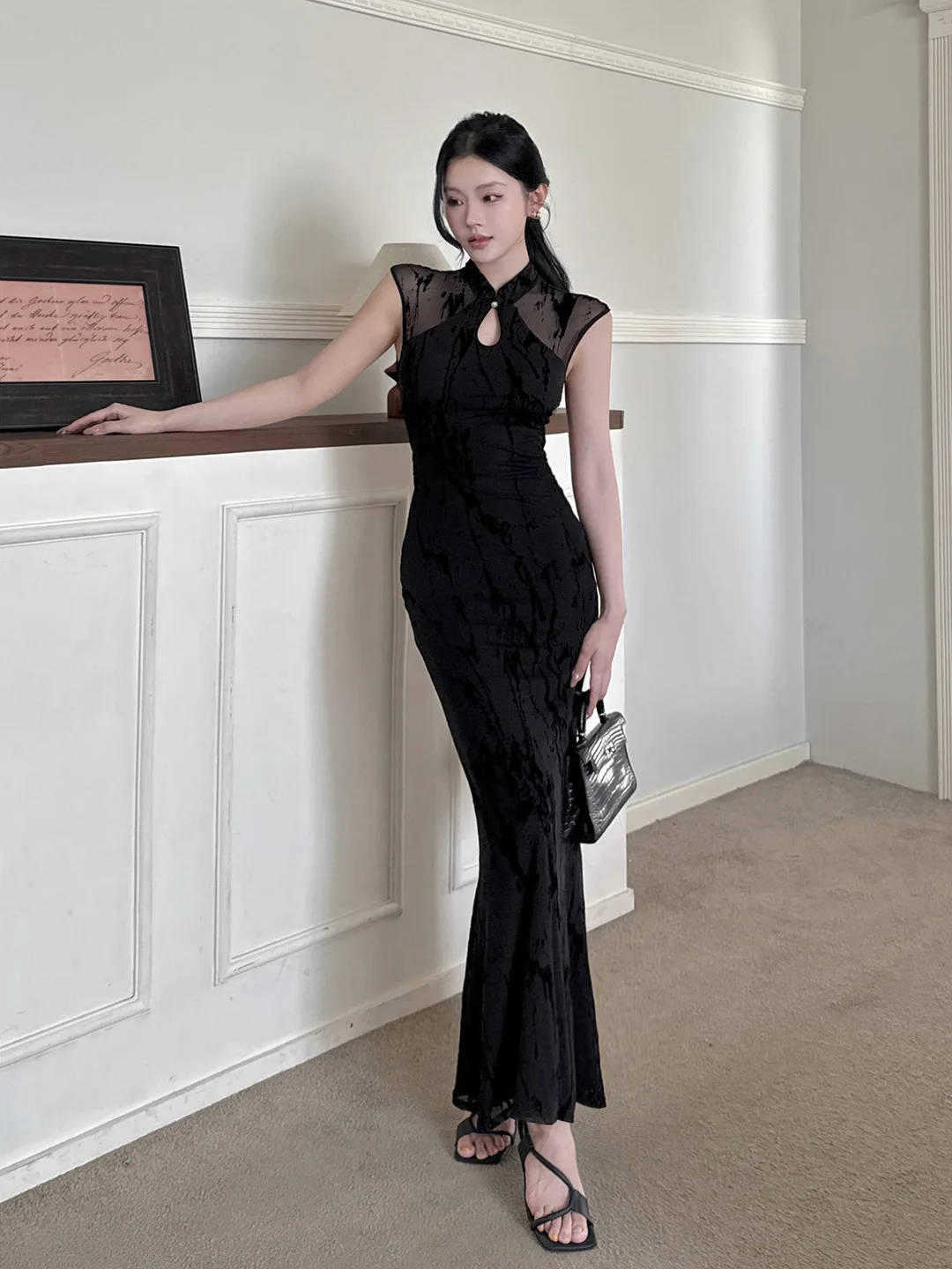 ชุดเดรสวินเทจ Y2K ผ้าลูกไม้ตาข่ายโปร่งลายพิมพ์สำหรับผู้หญิง หรูหรา สง่างาม ผ้าบางเบา ทรงเข้ารูป สำหรับงานปาร์ตี้ งานราตรี