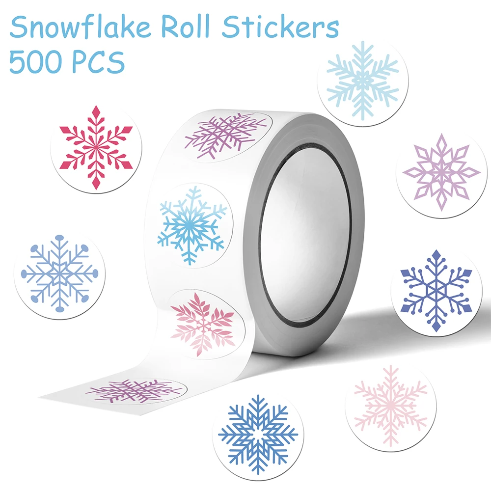 

500pcs Snowflake Roll Stickers Decals For Laptop Scrapbook Suitcase Wall Refrigerator DIY Aesthetic Stickers Kids Creative Gift