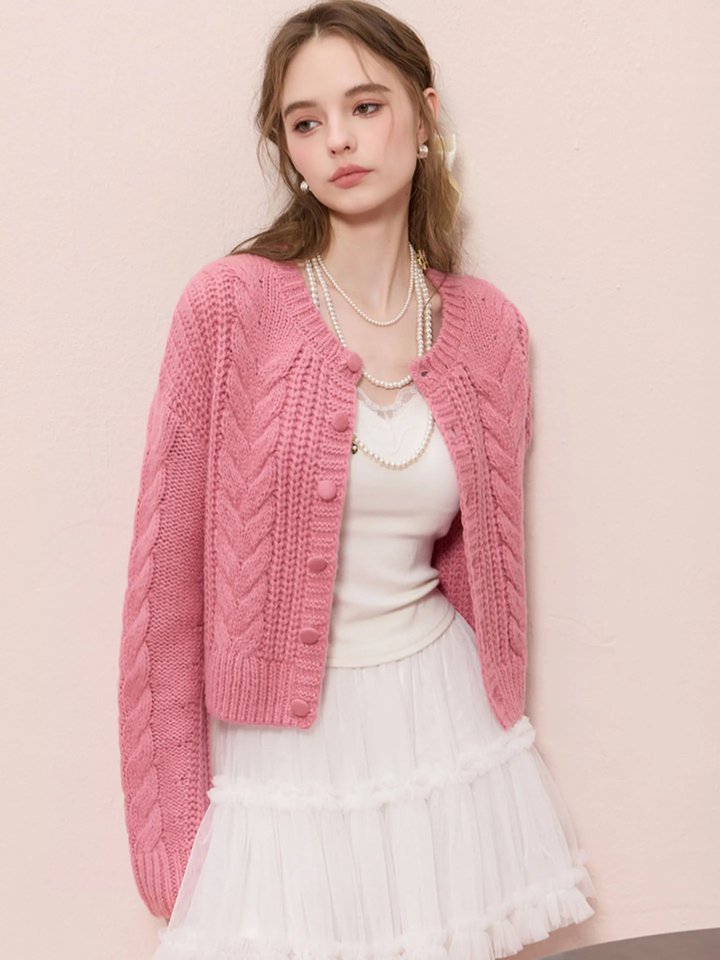 

Ele Long Sve Knitted Open Cardigan Sweater Women's Faion Autumn Wear High-End Brand Sweet Sle Commute Korean Loose...