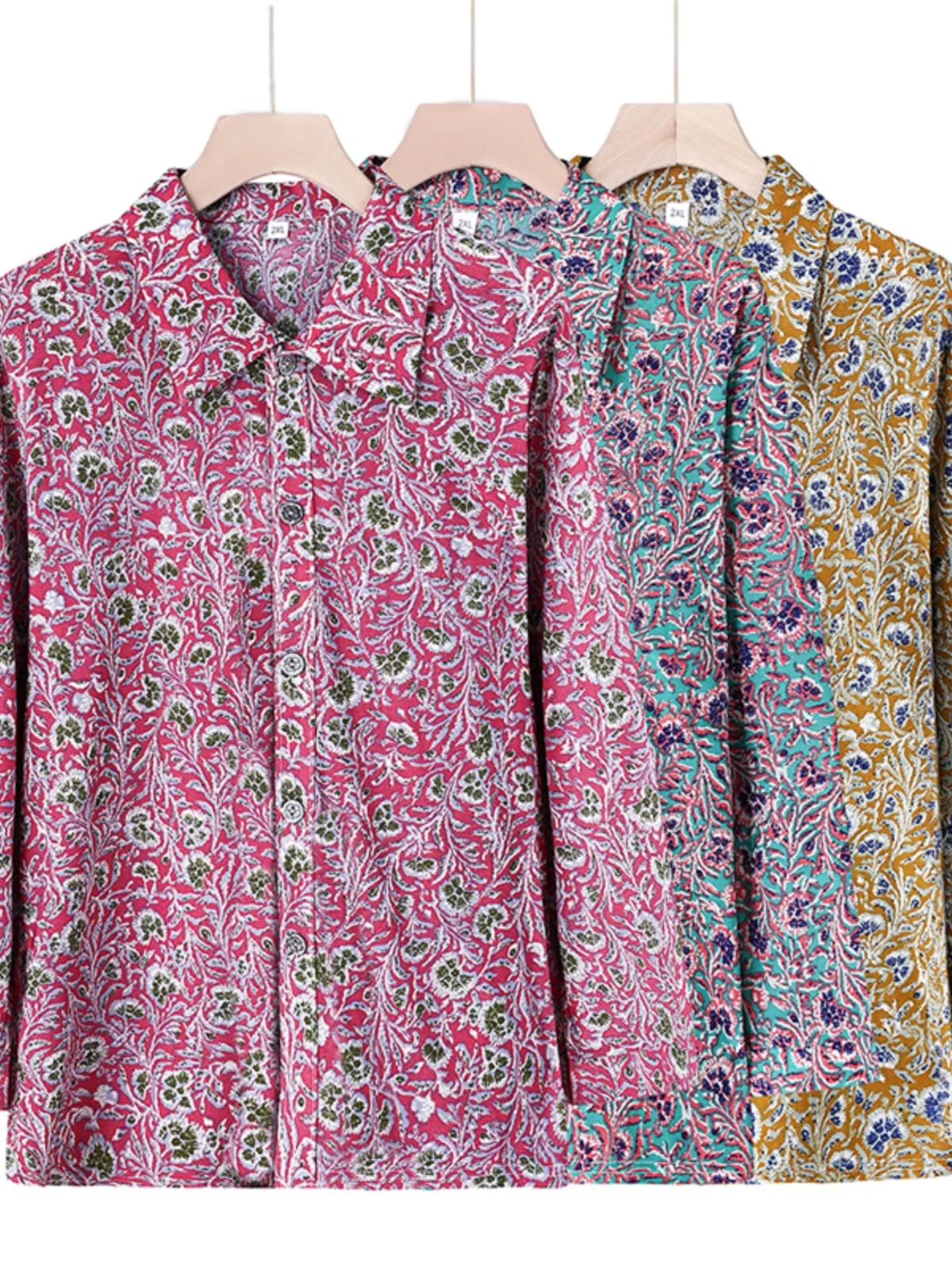 Lightweight Long Sleeve Ice Silk Shirt for Middle-Aged And Elderly Women Loose Fit  Collar Floral Print Casual Style